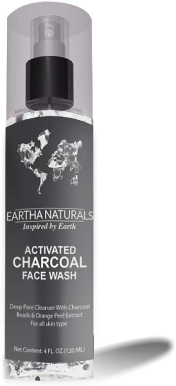 Eartha Naturals Activated Charcoal Face Wash with Activated Charcoal Beads - No Sulphates & Parabens - 120 ML