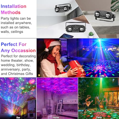Disco Ball Light,Party Disco Strobe Ocean Star Projector Dj Dance Light Sound Activated with Remote Control Stage Rave for Parties Bar Birthday Wedding KTV Christmas Halloween Dancing Décor