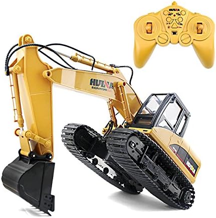 RC Alloy Excavator Toy, Remote Control 1:14 Scale 2.4GHz 15CH RTR with Independent Arms Programming Auto Demonstration Function, Toy Caterpillar Car Christmas Birthday Gifts for Kids Child Boys Girls
