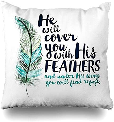 InnoDIY Throw Pillow Covers Beautiful Cotton Blend Geometric Embroidered Christian Bible Verse Pillowslip Square Size 16 x 16 Inches Cushion Cases Pillowcases
