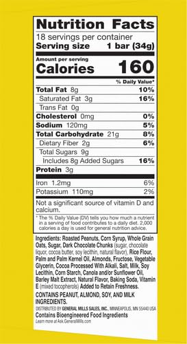 NATURE VALLEY GRANOLA BARS, SWEET AND SALTY NUT, DARK CHOCOLATE PEANUT AND ALMOND, 18 BARS, 21.6 OZ