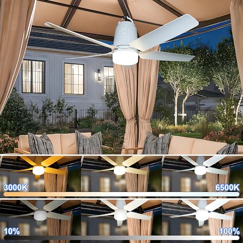 SHUNLEE Gazebo Fans Outdoor Hanging 31.5", Canopy Fan with Light 3000-6500K | Portable Plug in Ceiling Fan with Remote, Hook, Great for Gazebo, Canopy, Pop up Tent, Patio