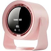 Refluxe Desk Fan, USB Rechargeable Quiet Desktop Fan with 5400mAh Battery & LED Display, Adjustable Speed Control, 90° Tilt Head Hangable Table Fan for Office, Bedroom, Dorm, Kitchen (Pink)