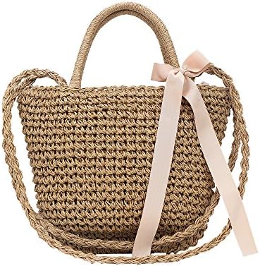 Sonnne Women Cross Body Bag Handmade Round Summer Shoulder Bag Straw Weave Beach Bag for Women Girl Beach Travel Summer