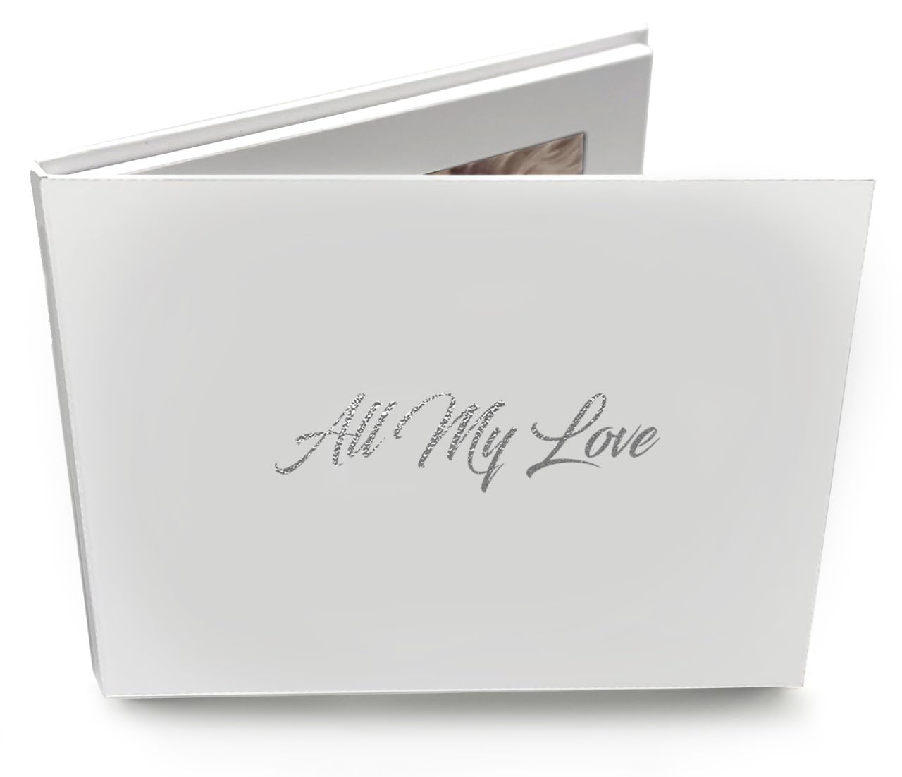 Talking Print 7" IPS HD Video Memory Book - 'All My Love' Silver Foiled on Cover - A5 Hard Backed Video Brochure - 4GB memory, allows 4 hours playtime