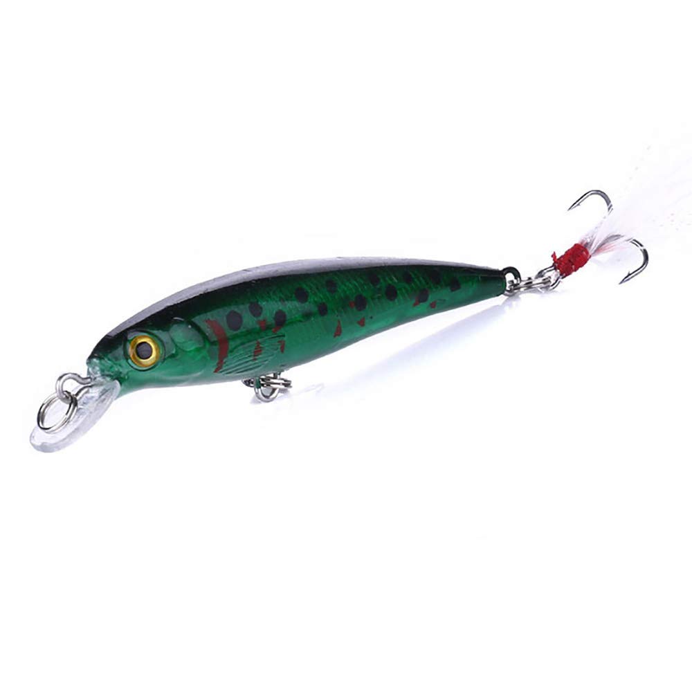 VOANZO 10PCS Laser Simulation Bait 3D Artificial Minnow Fishing Lures Baits, Plastic Fishing Tackle Bass, Hard Bait Life-like Swimbait Fishing Lure Bait (green)