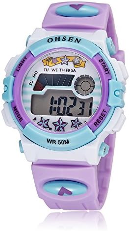 Kids Outdoor Sports Children's Waterproof Wrist Dress Watch Digital Alarm Silicone for Boy Girl Purple