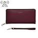 WOZEAH Women's RFID Blocking PU Leather Zip Around Wallet Clutch Large Travel Purse (wine red)