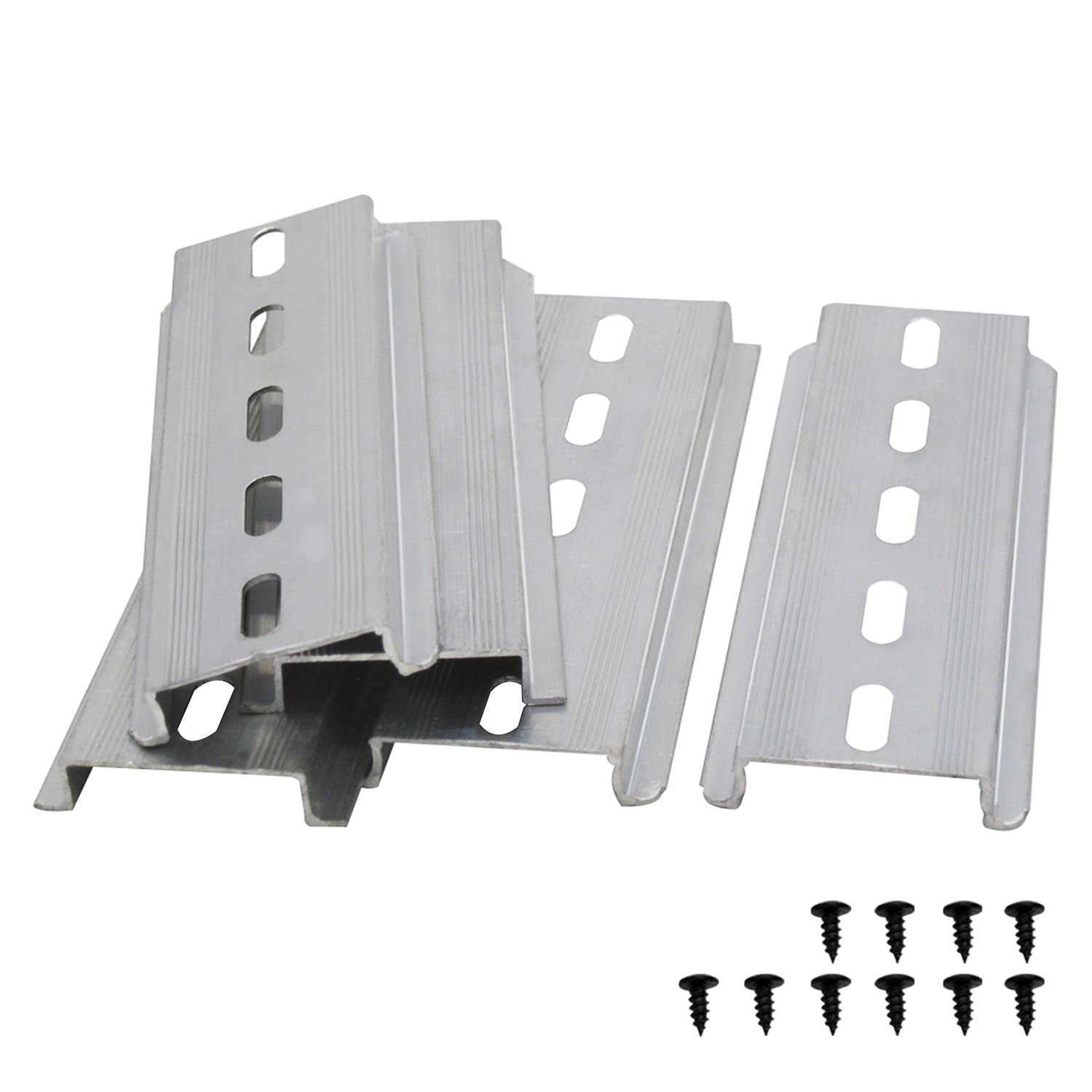 Taiss 5 Pcs DIN Rail Slotted Aluminum RoHS 35mm Wide, 7.5mm High, Long 100mm/ 4"