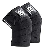 LEBBOULDER Elastic Compression Knee Wraps for Sports and Fitness Exercises - Men and Women - 72 Inches 1 Pair, Black