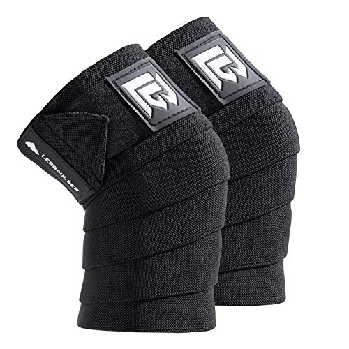 LEBBOULDER Elastic Compression Knee Wraps for Sports and Fitness Exercises - Men and Women - 72 Inches 1 Pair, Black