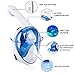 Naedw Full Face Snorkel Mask 180° Panoramic View Diving Scuba Mask Easy breath with Anti-Fog and Anti-Leak with Adjustable Head Straps Design for Adults,Youth,kids (White/Blue, Large)