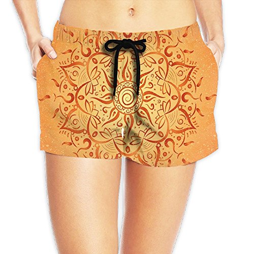 Ebuggey Women Short Beach Pant - African Tribal Ethnic Sun Pattern with Primitive Figures Icons Culture Artsy Print Shorts XXL