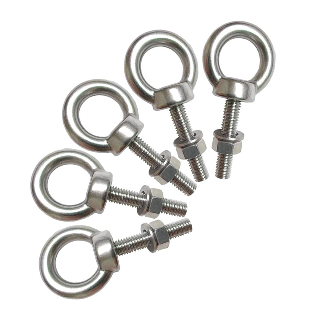 AIVOOF Shoulder Eye Bolt, M6 Stainless Steel Eye Bolts1.2" Heavy Duty EyeBolts Screws, 5 PCS M6 (Thread Length 30mm), Accessories Include Nuts and Washers Set
