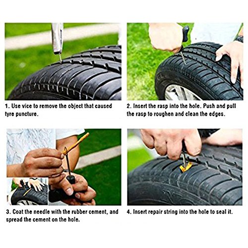 DIFEN Tire Repair Strings - Automotive Tool Tire Repair Plug for Tubeless Off-road Tires Car, Bike, ATV, UTV, Wheelbarrow, Mower ({Pack of 50}-Black)