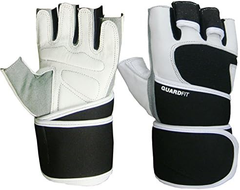 Guardfit Genuine Leather Weightlifting Gloves with Wrist Support (Large)