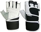 GuardFit Premium Leather Weight Lifting Gloves with Neoprene Wrist Wrap Support for Men & Women – Padded Grip with Long Wrist Strap - Suitable for Weightlifting, Gym, Powerlifting & Fitness