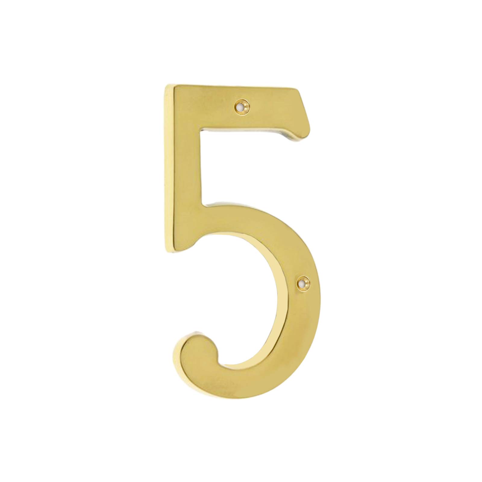 Bebarley 4 Inch Solid Brass Gloss House Numbers Number 5