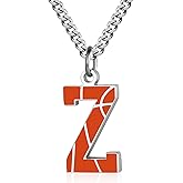 AIAINAGI Basketball Letter Necklace - Men's Basketball Charm Pendant, Stainless Steel Silver Chain, 22 inch Personalized Gift