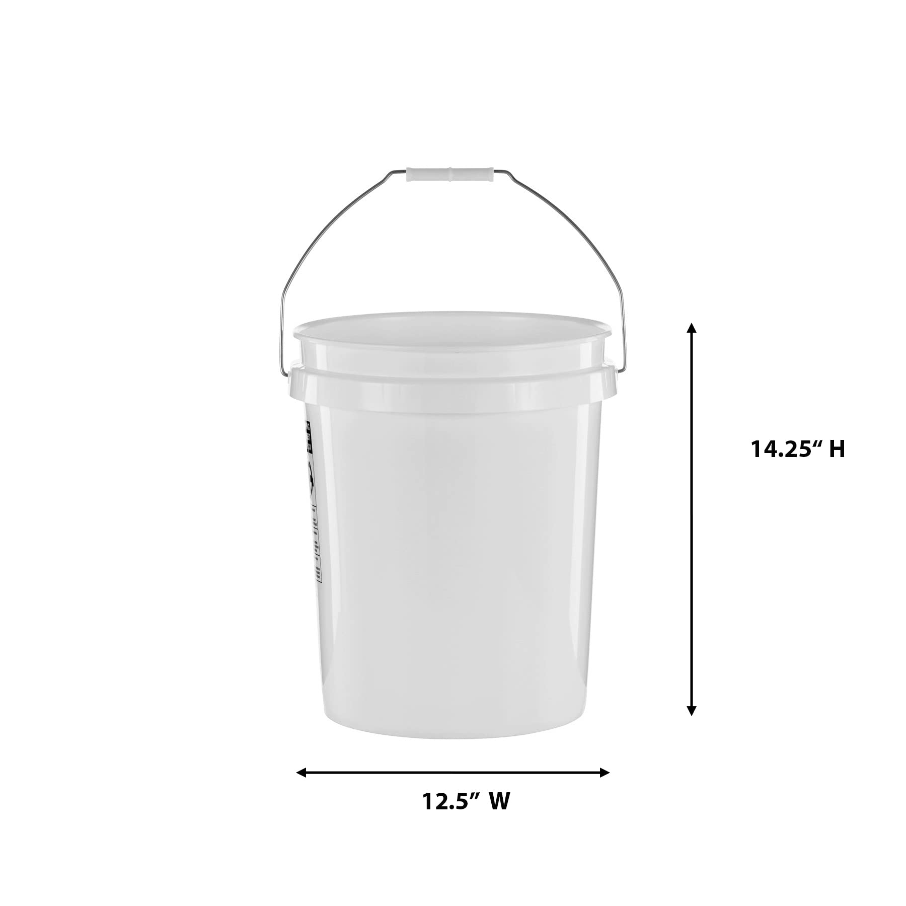 United Solutions 5 Gallon Bucket - 3 Pack, White, Heavy Duty BPA-Free Plastic Bucket, Comfortable Handle, Easy to Clean, Perfect for on The Job, Home Improvement, or Household Cleaning