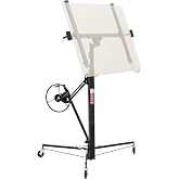 VEVOR 11ft Drywall Lift, Heavy-Duty 150 lbs Mobile Sheetrock Hoist Black | Drywall Lifter Panel Jack Hoist Tool for Ceiling/Wall Installation, 150 lbs, with Adjustable Telescoping Arm, Lockable Wheels