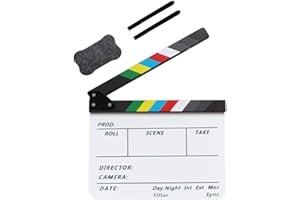 Coolbuy112 Movie Directors Clapboard, Photography Studio Video TV Acrylic Clapper Board Dry Erase Film Slate Cut Action Scene Clapper with a Magnetic Blackboard Eraser and Two Custom Pens