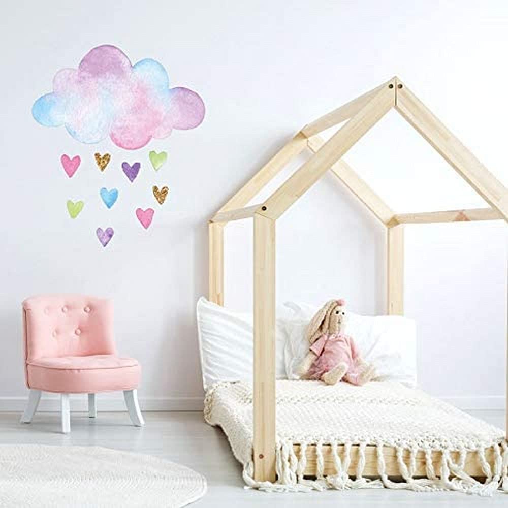 Watercolour cloud and hearts wall sticker | Size variations available| Unicorn window stickers | Children's room decor | UK
