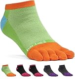 FUN TOES Women's Cotton Toe Socks-Breathable-6 PAIRS Pack-Size 9-11-Lightweight (2 Fun Green/2 Black Coral/2 Grey purple)