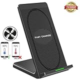 Fast Wireless Charger, Nuohao 10W Qi Wireless Charging pad stand Built-in Cooling Fan for Samsung Galaxy Note 8, S8, S8 Plus, S7, S7 Edge, Note 5, S6 Edge Plus and Apple iPhone X/ 8/ 8 Plus