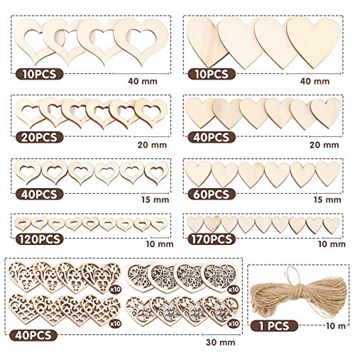 VGOODALL Holzherzen Deko, 500 STK. Holzscheiben Herz Streudeko zum Basteln DIY für Hochzeitsdeko Tisch Weihnachten Geburtstag Taufe Valentinstag Geschenkanhänger