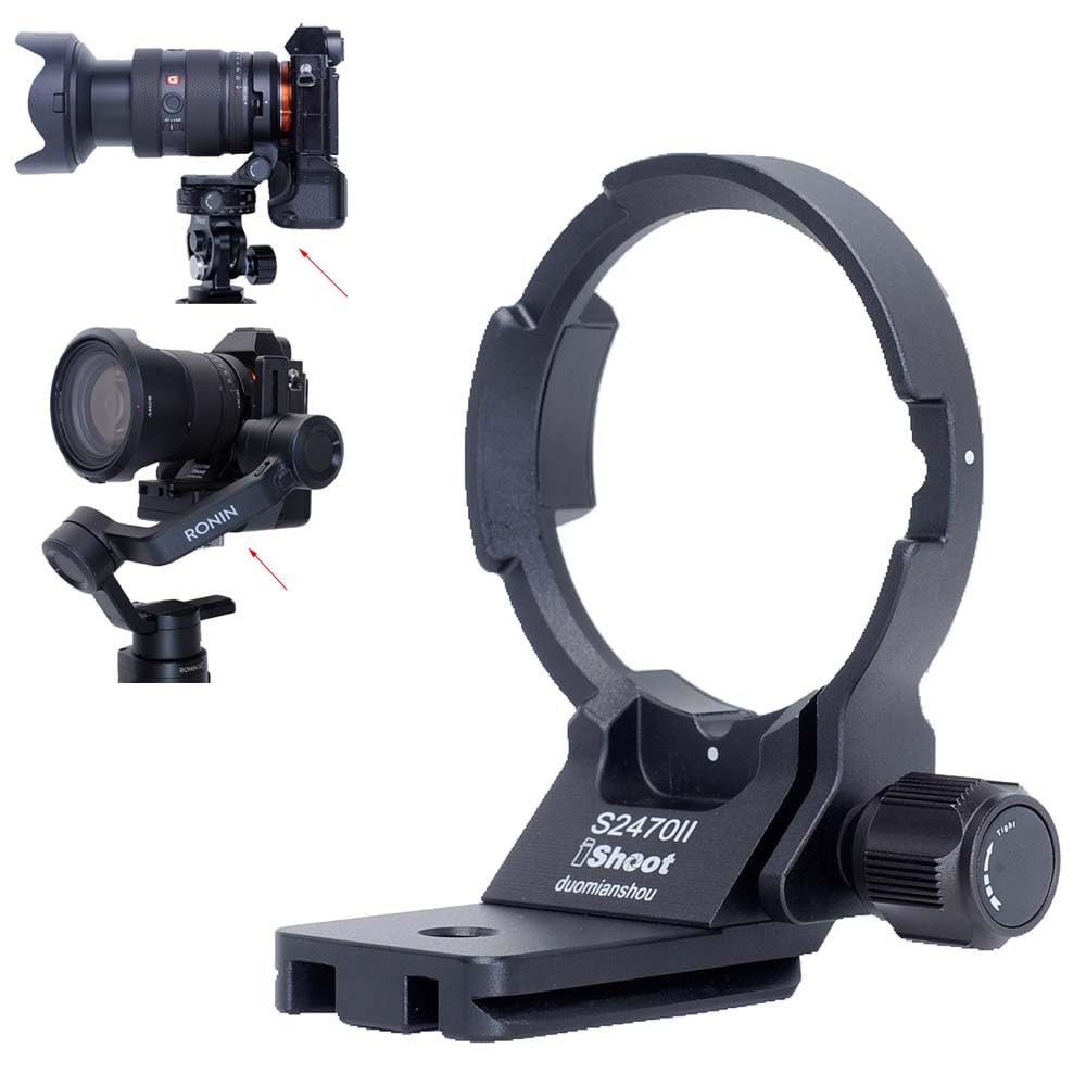 iShoot Lens Collar Tripod Mount Ring Compatible with Sony FE 16-35mm F2.8 GM II, FE 20-70mm F4 G, FE 24-70mm f/2.8 GM II, Support Compatible with Arca-Swiss Fit Quick Release Plate Clamp & Stabilizer
