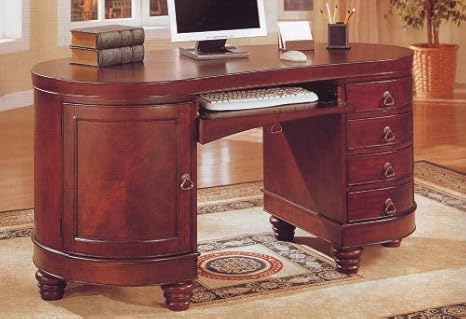 Brown Cherry Finish Kidney Shape Office Computer Desk Amazon Ca