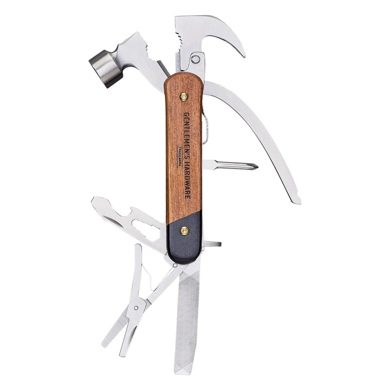 Gentleman's Hardware 7-in-1 Multi-Tool Stainless Steel Pocket Tool, with Hammer