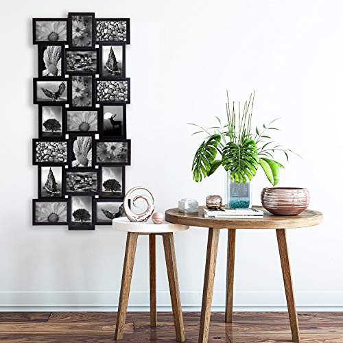 Jerry & Maggie - Photo Frame 17x39 Black Picture Frame Selfie Gallery Collage Wall Hanging for 6x4 Photo - 21 Photo Sockets - Wall Mounting Design