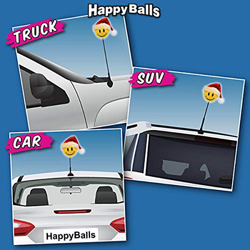 HappyBalls Happy Santa w Hat Car Antenna Topper/Antenna Ball/Mirror Dangler/Desktop Spring Stand