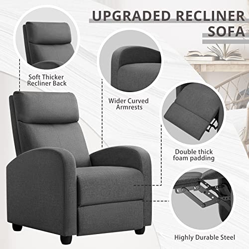 JUMMICO Recliner Chair Adjustable Home Theater Single Fabric Recliner