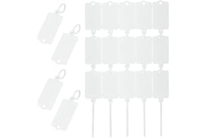 PATIKIL 100Pcs Blank Waterproof Plastic Tags, Label Seal Shipping Tags Key Storage Marker Ties Hang Tags Reusable Writable wi