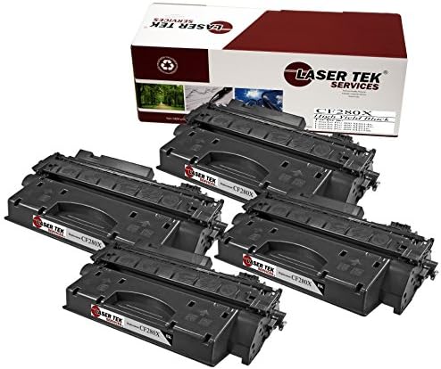 Laser Tek ServicesCompatible High Yield Toner Cartridge Replacement for HP 80X CF280X Works with HP Laserjet Pro 400 M401dn M401dw M401n Printers (Black, 4 Pack) - 6,900 Pages