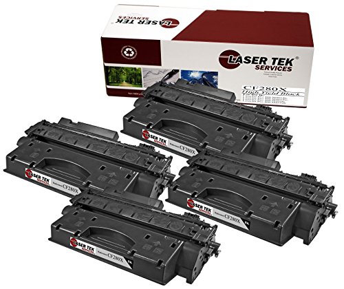 Laser Tek ServicesCompatible High Yield Toner Cartridge Replacement for HP 80X CF280X Works with HP Laserjet Pro 400 M401dn M401dw M401n Printers (Black, 4 Pack) - 6,900 Pages