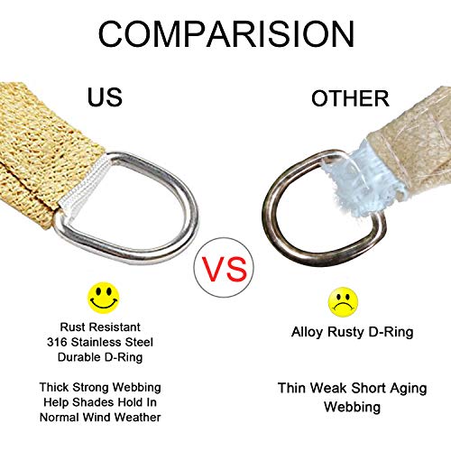 SUNLAX Sun Shade Sail, 12'x16' Grey Rectangle Outdoor Shade Cover