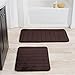 Bathroom Rug Set-2-Piece Memory Foam Bathmats-Striped Microfiber Top-Non-Slip Absorbent Runner for Shower, Tub, Sink or Kitchen by Lavish Home (Brown)