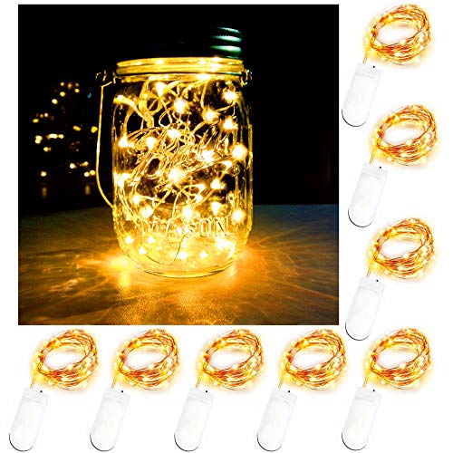 Battery Powered Mason Jar Lantern Lights,8 Pack Warm White 20 Led String Fairy Star Firefly Jar Lights,for Mason Jar Wine Bottle Home Patio Garden Wedding Christmas Moon Table Decorations Lights
