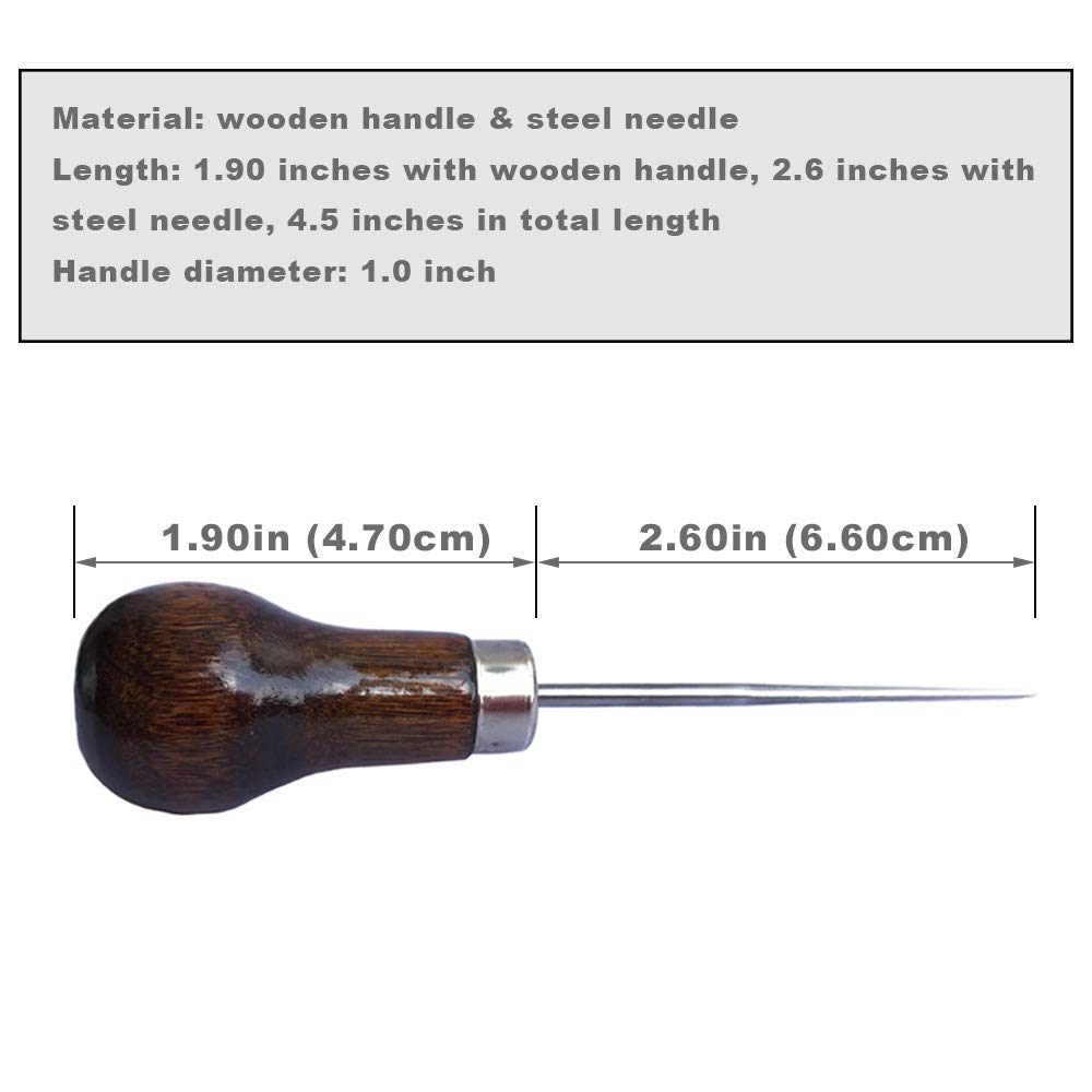 ZLKSKER Wooden Handle Scratch Awl for Leather Punch Hole or DIY Handmade (Gourd Awl) -1pcs