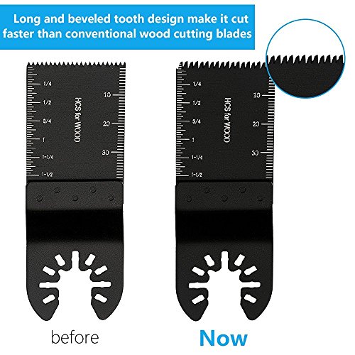 HOTBEST 10pcs Japan Tooth Universal Wood Oscillating Multi Tool Quick Release Saw Blades for Fein Multimaster, Dremel Multi-Max, Dewalt, Craftsman, Ridgid, Makita, Milwaukee, Rockwell, Ryobi