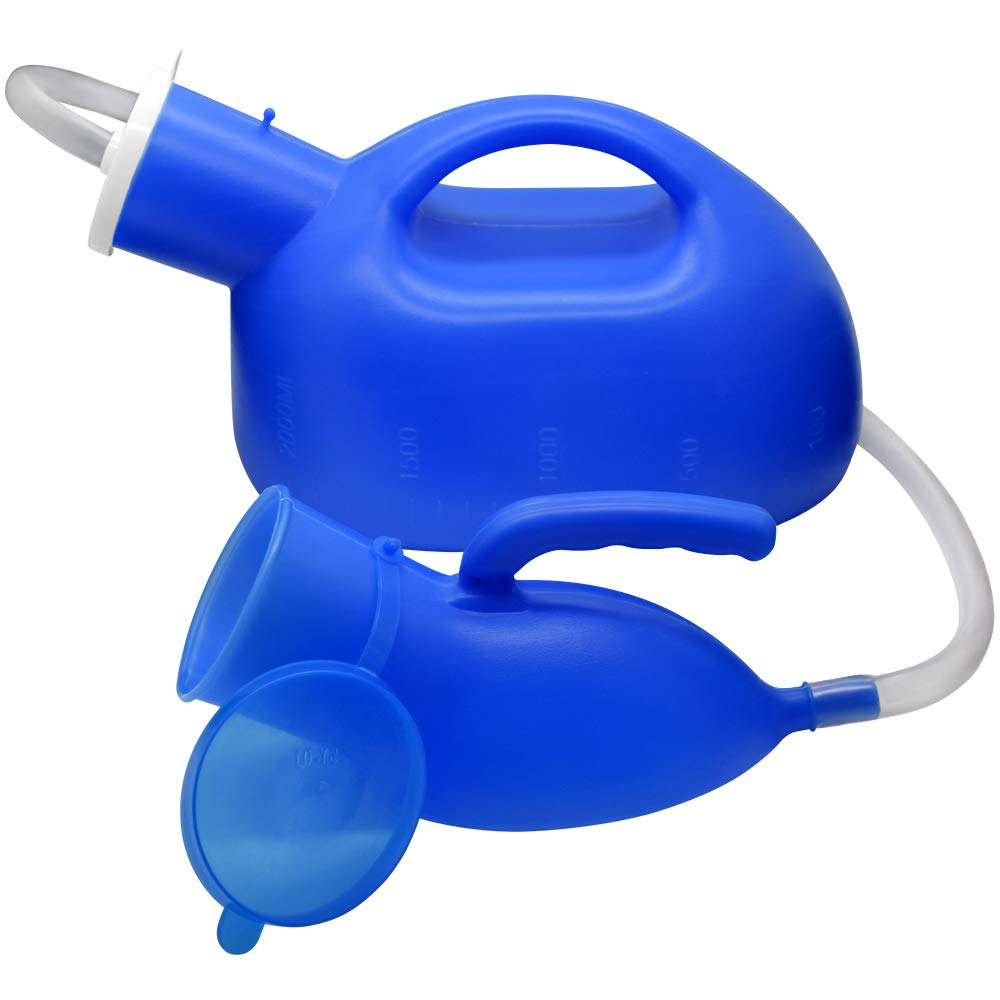 Men's Urinal with Hand-held 2000ml Large Capacity Portable Urine Cup Leak-Proof Male urinals for Old Men,Large Plastic Pee Holder for Hospital,Incontinence,Elderly,Travel,Driving,Camping (Blue)