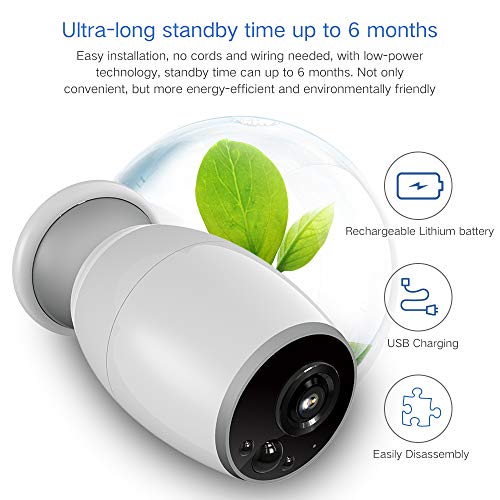 Wireless Camera Outdoor, SDETER 720P Battery Powered WiFi Security Cameras, Waterproof PIR Motion Detection, Night Vision, Cloud Service Long Standby