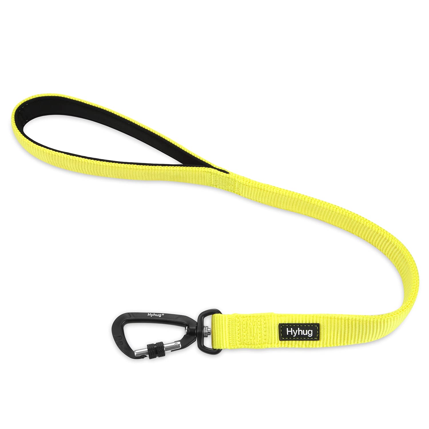 Hyhug Durable Nylon 24 Inch Short Lead with Soft Padded Neoprene Lined Handle for Medium Large Giant Dogs -Walking, Professional Training, Daily Use Lead. (24 Inch, Illuminating Yellow)
