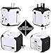 Travel Adapter, AC Adapter Charger All-in-One US UK EU AU Plugs Worldwide Universal Wall Charger with Dual USB Ports(White+Black)