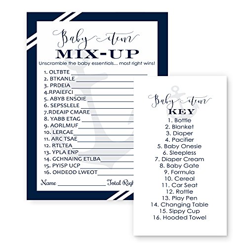 Nautical Baby Shower Game Word Scramble Card Set Of 25 Usa Online
