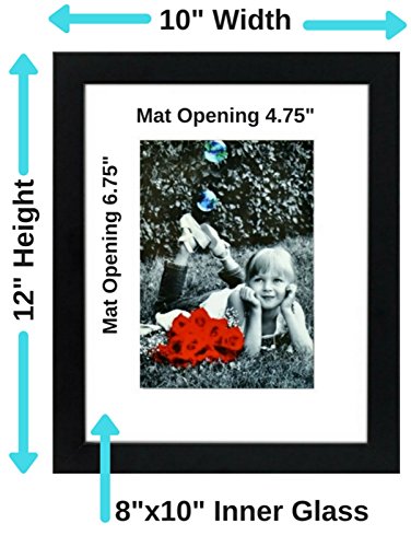 8x10 Inch Picture Frame Black (2-pack) With GLASS FRONT COVER - Displays an 5x7" Picture With Mat or an 8x10” Photo WIthout Mat - Vertical or Horizontal Mounts & Easy To Hang - No Hardware to Install. - Thumbnail 3